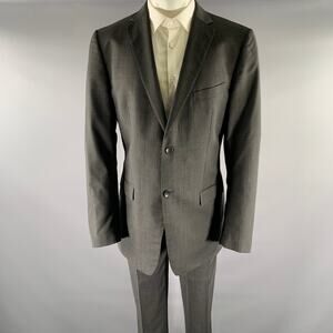 Z ZEGNA Size 44 Grey Black Nailhead Wool Notch Lapel Suit